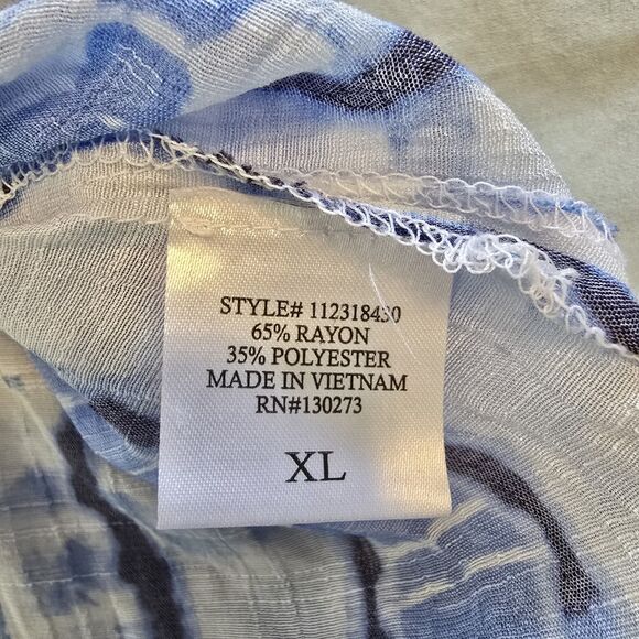 Wrangler Sleeveless Blouse Ruffle at Shoulder Keyhole Neckline Tie Dye XL Blue - Picture 8 of 10